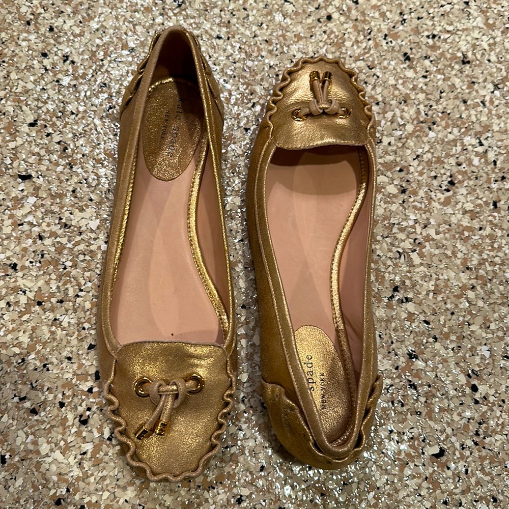 Kate Spade loafers, gold color. Size 10. Brand new in box.
